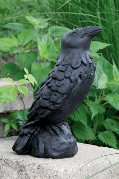 Crow Garden Sculpture Halloween Display of the Omen Bird Statue